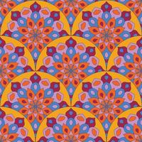 abstrakt Mandala Fisch Rahmen nahtlos Muster. Zier Fliese, Mosaik Hintergrund. Blumen- Patchwork Unendlichkeit Karte. Arabisch, indisch, Ottomane Motive. vektor