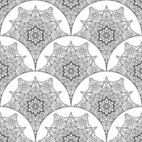 abstrakt Mandala Fisch Rahmen nahtlos Muster. Zier Fliese, Mosaik Hintergrund. Blumen- Patchwork Unendlichkeit Karte. Arabisch, indisch, Ottomane Motive. vektor