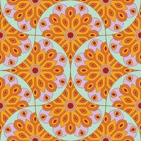 abstrakt Mandala Fisch Rahmen nahtlos Muster. Zier Fliese, Mosaik Hintergrund. Blumen- Patchwork Unendlichkeit Karte. Arabisch, indisch, Ottomane Motive. vektor