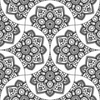 abstrakt Mandala Fisch Rahmen nahtlos Muster. Zier Fliese, Mosaik Hintergrund. Blumen- Patchwork Unendlichkeit Karte. Arabisch, indisch, Ottomane Motive. vektor