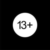 tecken av vuxen endast ikon symbol för tretton plus eller 13 plus ålder. vektor illustration