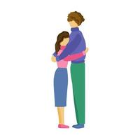 Mann und Frau umarmen, Paar steht und Umarmungen, romantisch Beziehung oder angenehm Treffen Konzept vektor