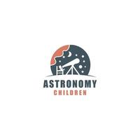 astronomi barn logotyp årgångar vektor