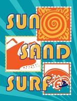 Sol sand livegen ikon uppsättning illustration. årgång se idealisk för skriva ut skjorta. vektor