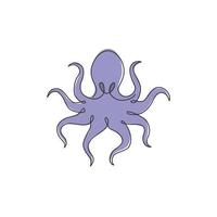 eine durchgehende Strichzeichnung von mysteriösem Oktopus für die Logoidentität von Fischrestaurants. Ozean-Tier-Maskottchen-Konzept für japanische Sushi-Fast-Food-Symbol. Einzeilige Zeichnungsdesign-Vektorillustration vektor