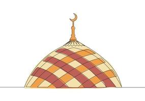 enda kontinuerlig linje teckning av historisk landmärke moské eller masjid. helig historisk konstruktion den där använda sig av som en plats av bön- för islamic person begrepp ett linje dra design vektor illustration