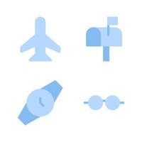 Benutzer Schnittstelle Symbole Satz. Flugzeug, Post Post, Armbanduhr, Brille. perfekt zum Webseite Handy, Mobiltelefon Anwendung, App Symbole, Präsentation, Illustration und irgendein andere Projekte vektor