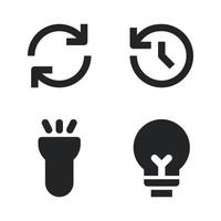 Benutzer Schnittstelle Symbole Satz. Aktualisierung, Zeit, Blitz Licht, Lampe. perfekt zum Webseite Handy, Mobiltelefon Anwendung, App Symbole, Präsentation, Illustration und irgendein andere Projekte vektor