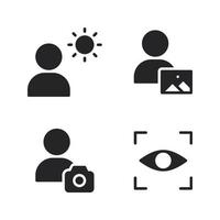 Fotografie Symbole Satz. Benutzer Sonne, Benutzer Bild, Benutzer Kamera, Fokus. perfekt zum Webseite Handy, Mobiltelefon Anwendung, App Symbole, Präsentation, Illustration und irgendein andere Projekte vektor