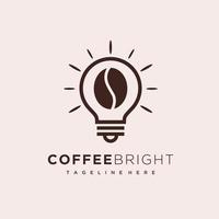 böna och ljus Glödlampa kaffe aning logotyp design vektor