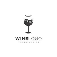 Weinglas Wein trinken Ehefrau Silhouette Logo Design vektor