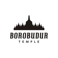 borobudur tempel silhuett minimalistisk cirkel logotyp ikon mall vektor inspiration