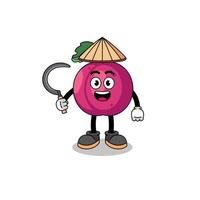 Illustration von Pflaume Obst wie ein asiatisch Farmer vektor