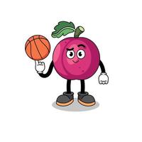 plommon frukt illustration som en basketboll spelare vektor