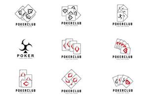 poker kasino kort logotyp, diamant kort ikon, hjärtan, spader, ess. hasardspel spel poker klubb design vektor