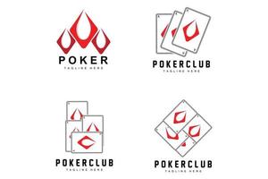 Poker-Casino-Kartenlogo, Diamantkartensymbol, Herzen, Pik, Ass. Glücksspiel-Poker-Club-Design vektor