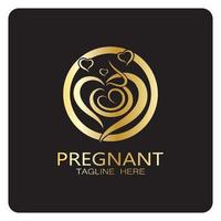 gravid kvinna logotyp design illustration ikon mall vektor , abstrakt minimalistisk enkel, för förlossning, moderskap klinik, gravid mode, gravid foton med modern begrepp