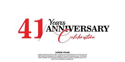 41 Jahr Jahrestag Feier Logo Vektor Design mit rot und schwarz Farbe auf Weiß Hintergrund abstrakt