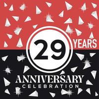 feiern 29 Jahre Jahrestag Logo Design mit rot und schwarz Hintergrund vektor