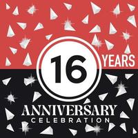 feiern 16 .. Jahre Jahrestag Logo Design mit rot und schwarz Hintergrund vektor