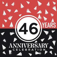 fira 46: e år årsdag logotyp design med röd och svart bakgrund vektor