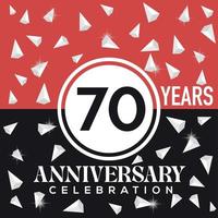feiern 70 Jahre Jahrestag Logo Design mit rot und schwarz Hintergrund vektor