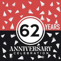 feiern 62 .. Jahre Jahrestag Logo Design mit rot und schwarz Hintergrund vektor