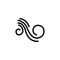 Wind Element Symbol isoliert auf schwarz. Wind Natur Element Symbol geeignet zum Grafik Design und Webseite auf Weiß Hintergrund. vektor