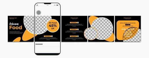 karusell posta mall. restaurang Instagram mikroblogg karusell posta. redigerbar social media karusell posta för mat och drycker vektor