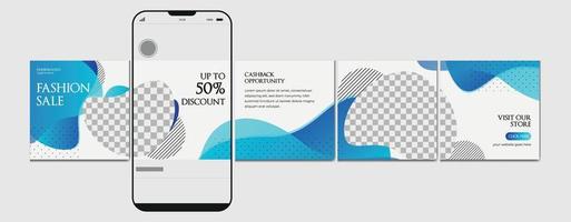 karusell posta mall.instagram mikroblogg karusell posta, redigerbar social media karusell posta för mode försäljning. vektor