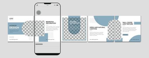 karusell posta mall. interiör design Instagram mikroblogg karusell posta. redigerbar social media karusell posta för arkitektur och interiör design vektor