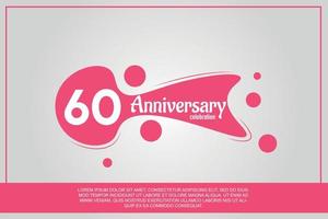 60 Jahr Jahrestag Feier Logo mit Rosa Farbe Design mit Rosa Farbe Luftblasen auf grau Hintergrund Vektor abstrakt Illustration