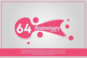 64 år årsdag firande logotyp med rosa Färg design med rosa Färg bubblor på grå bakgrund vektor abstrakt illustration