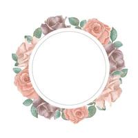 Vektor runden Rahmen mit Aquarell Rose Blumen auf Weiß Hintergrund im Pastell- Farben.