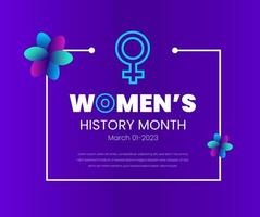 Damen Geschichte Monat Hintergrund. Damen Geschichte Monat Banner Design. gefeiert jährlich im Marsch, zu Kennzeichen Frauen Beitrag zu Geschichte. vektor