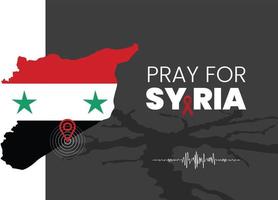 beten zum Syrien Vektor Illustration. Karte von Syrien im Farbe von National Flagge mit Risse. Syrien Erdbeben. Vektor Illustration