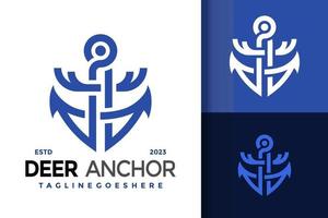 Hirsch Anker Schild Logo Logos Design Element Lager Vektor Illustration Vorlage