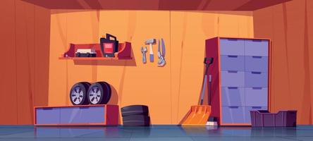 garage interiör design vektor tecknad serie illustration