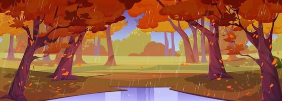 Regen im Herbst Wald, Natur Landschaft, fallen Park vektor