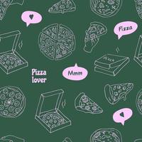 Pizza Lieferung. nahtlos Muster. Grün und Rosa. Vektor