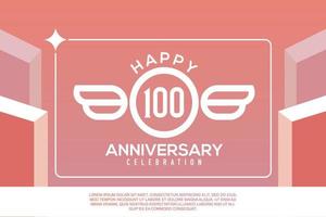 100:e år årsdag design brev med vinge tecken begrepp mall design på rosa bakgrund vektor