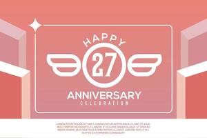 27 .. Jahr Jahrestag Design Brief mit Flügel Zeichen Konzept Vorlage Design auf Rosa Hintergrund vektor