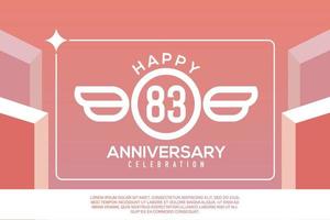 83: e år årsdag design brev med vinge tecken begrepp mall design på rosa bakgrund vektor