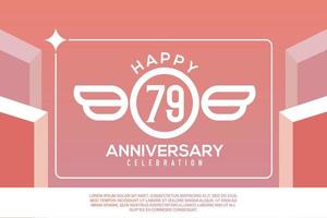 79 .. Jahr Jahrestag Design Brief mit Flügel Zeichen Konzept Vorlage Design auf Rosa Hintergrund vektor