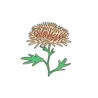 einzelne durchgehende Linienzeichnung Schönheit frische Chrysantheme für Gartenlogo. druckbares dekoratives Chrysanth-Blumen-Konzept für den Wanddekor-Kunstplakatdruck zu Hause. eine linie zeichnen design vektorillustration vektor