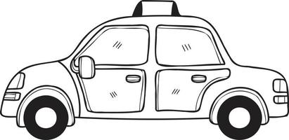 hand dragen taxi illustration i klotter stil vektor