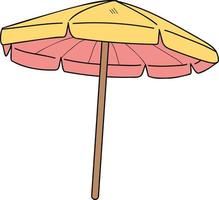 hand dragen strand paraply illustration i klotter stil vektor
