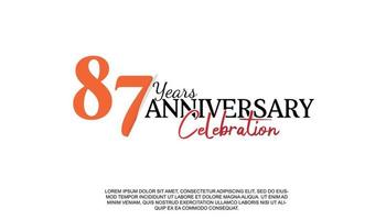 87 Jahre Jahrestag Logo Nummer mit rot und schwarz Farbe zum Feier Veranstaltung isoliert vektor