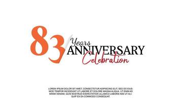83 år årsdag logotyp siffra med röd och svart Färg för firande händelse isolerat vektor