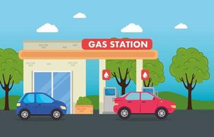 bilar i en bensinstation vektor